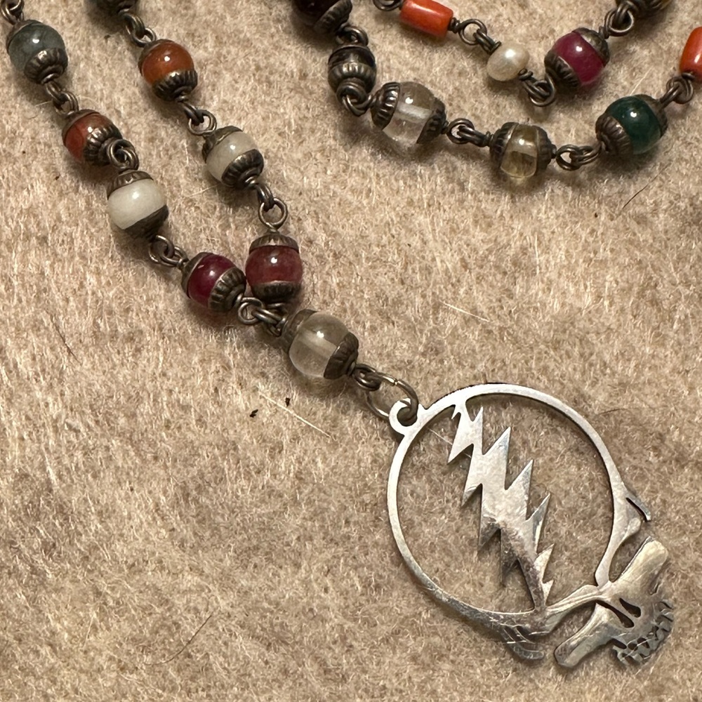 Vintage beads Stealie necklace